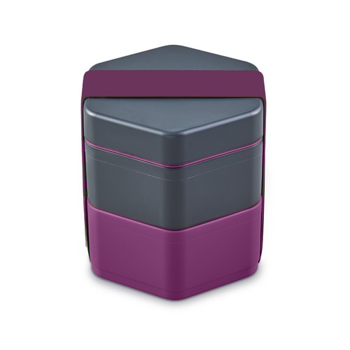 Bento 2x 500ml Gris & Violet + 1 contenant intermédiaire + 1 élastique violet personnalisé
