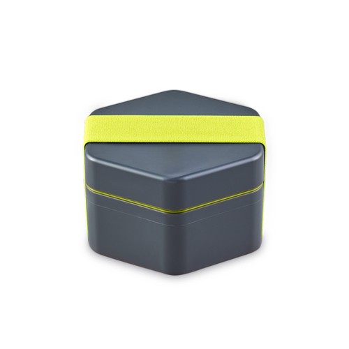 Lunchbox Personnalisé 1x 500ml Gris + 1 contenant intermédiaire anis + 1 élastique vert anis