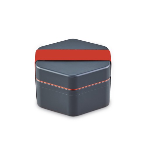Lunchbox Personnalisée 1x 500ml Gris + 1 contenant intermédiaire corail + 1 élastique corail
