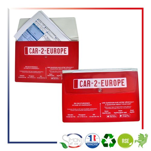 POCHETTE LOCATION DE VÉHICULE-100% PERSONNALISEE QUADRI 
Grande contenance
Rabat avec fermoir pression - 1