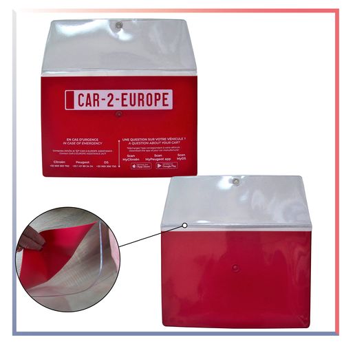 POCHETTE LOCATION DE VÉHICULE-100% PERSONNALISEE QUADRI 
Grande contenance
Rabat avec fermoir pression - 2