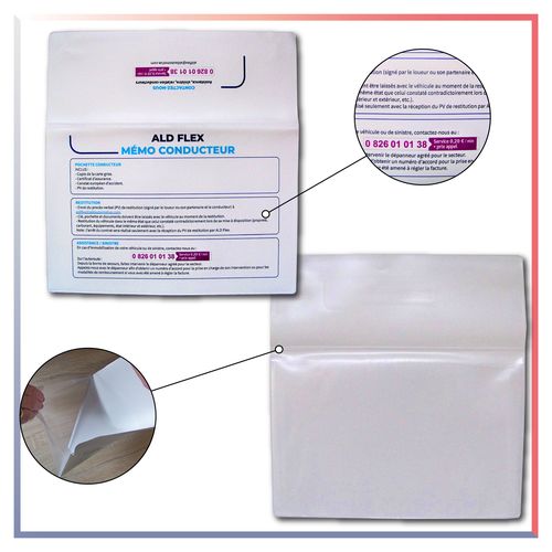 POCHETTE LOCATION DE VÉHICULE - 100 % PERSONNALISEE
Grande contenance
Fermoir avec passant PVC - 2