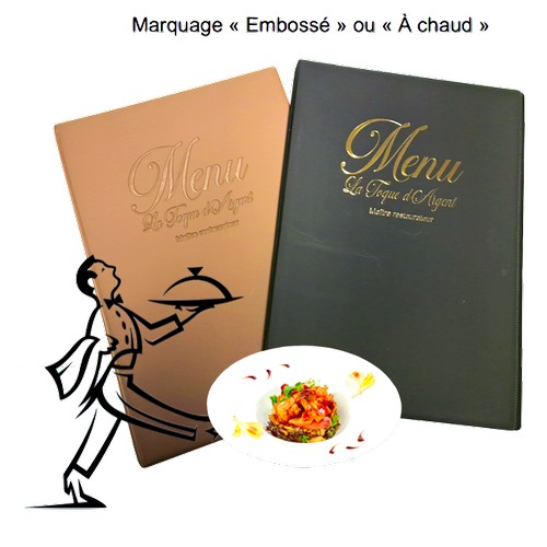 PORTE-MENU 2 VOLETS
Matière Gomme Soft PVC
avec cordelette. 
Élégant et résistant ! - 1