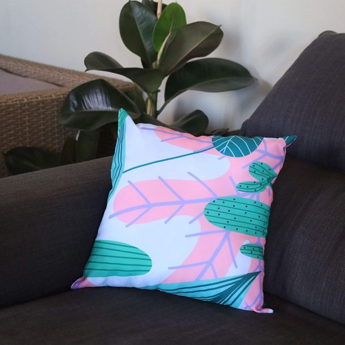 Grand coussin en polyester RPET avec garnissage, impression