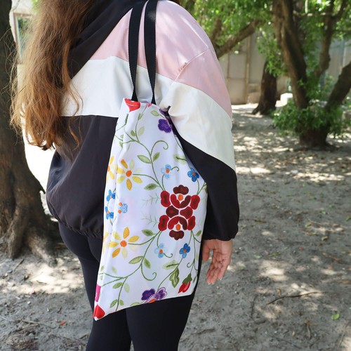 Sac avec bandes sur polyester. Impression totale inc.