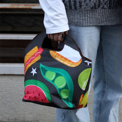 Boîte à lunch thermique avec poignée en polyester, impressio