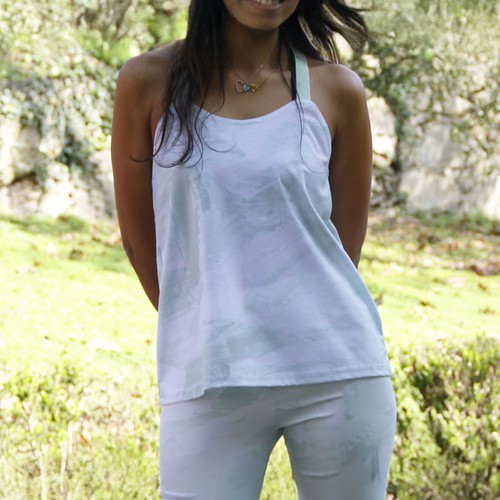 Chemisier femme à bretelles supérieures, polyester, imp. Le