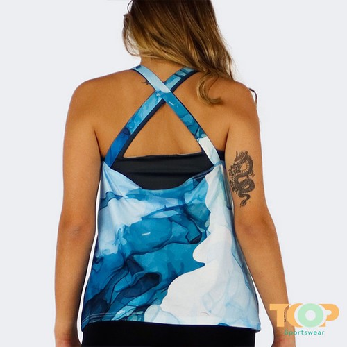 Chemisier femme à bretelles supérieures, polyester, imp. Le thumbnail 8