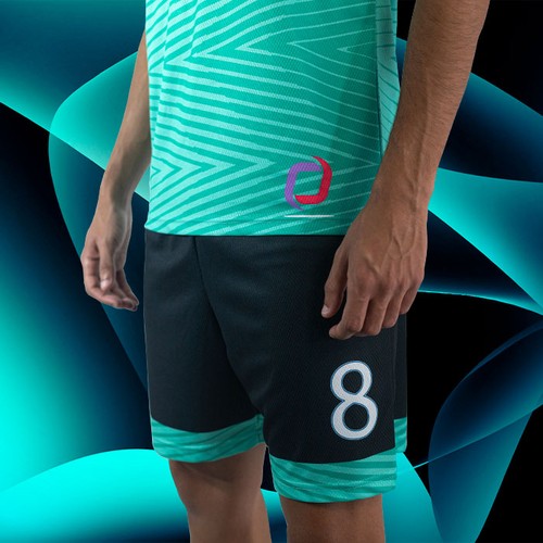 Short de sport top, polyester technique, imp. Le total