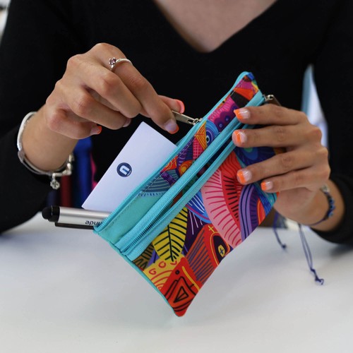 Trousse double poche en polyester RPET avec impression en qu