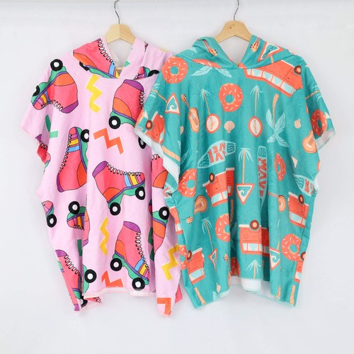 PONCHO DE TELA TOALLA PERSONALIZABLE ADULTO