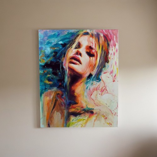 TABLEAU TOILE PEU 4 COULEURS STRUCTURE EN BOIS 20X30CM