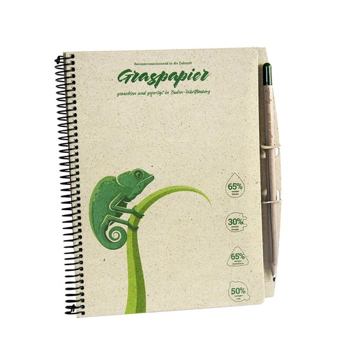 Notebook made of natural pure grass paper