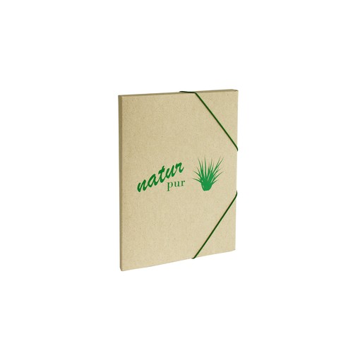 Elasticated Folder, made of natural pure grass paper 0.8 mm, DIN A4