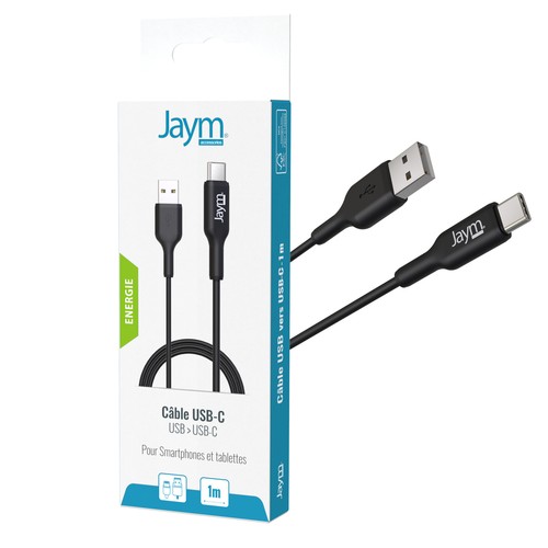 CABLE CHARGE USB-A VERS USB-C - LONGUEUR 1M - NOIR - - 1
