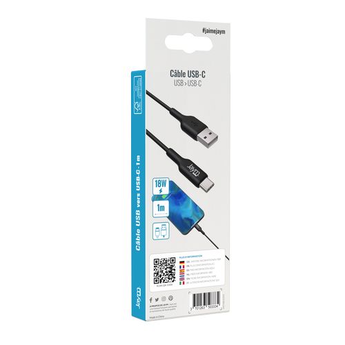 CABLE CHARGE  USB-A VERS USB-C - LONGUEUR 1M - NOIR - - 6