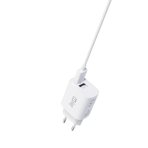CHARGEUR SECTEUR 2 USB-A 12W + CABLE USB-A VERS USB-C 2M BLANCS - JAYM® - 1