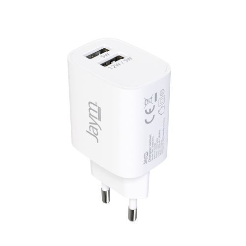 CHARGEUR SECTEUR 2 USB-A 12W + CABLE USB-A VERS USB-C 2M BLANCS - JAYM® - 3