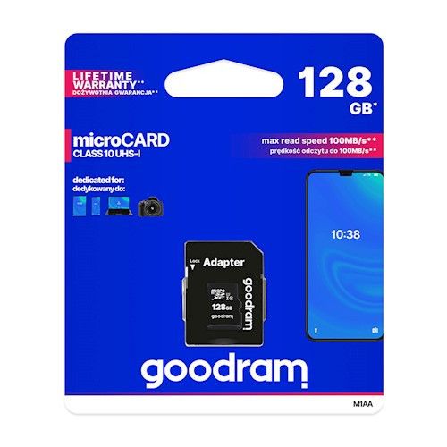 CARTE MEMOIRE MICRO SDHC CLASS 10 100 Mb/s - 128GB - GOODRAM - 3