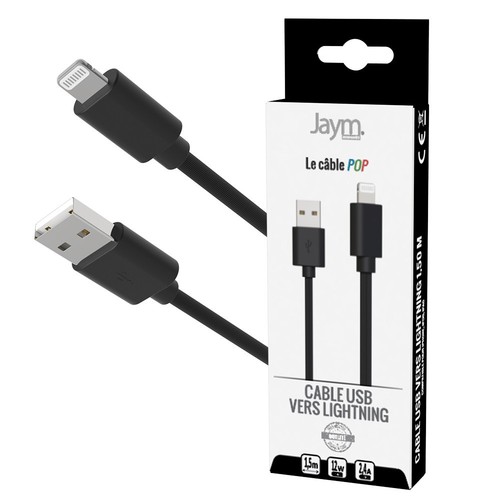 CABLE CHARGE USB-A VERS LIGHTNING - LONGUEUR 1.5M - NOIR - - 1