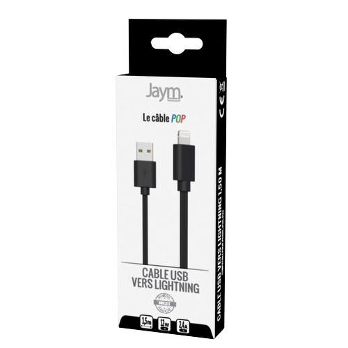 CABLE CHARGE USB-A VERS LIGHTNING - LONGUEUR 1.5M - NOIR - - 4