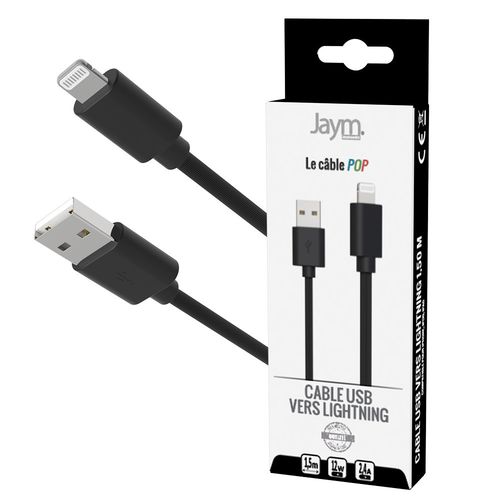 CABLE CHARGE USB-A VERS LIGHTNING - LONGUEUR 1.5M - NOIR - - 1