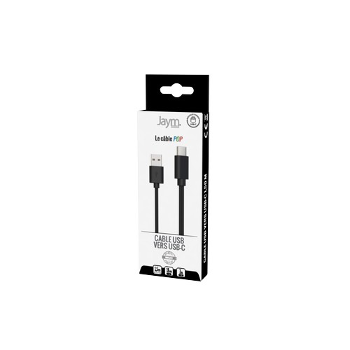CABLE CHARGE USB-A VERS USB-C - LONGUEUR 1.5M - NOIR - - 4