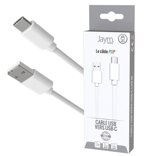 CABLE CHARGE  USB-A VERS USB-C - LONGUEUR 1.5M - BLANC - - 4