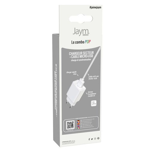 CHARGEUR SECTEUR USB-A + CABLE USB-A VERS MICRO-USB 1.5M - BLANCS - 7