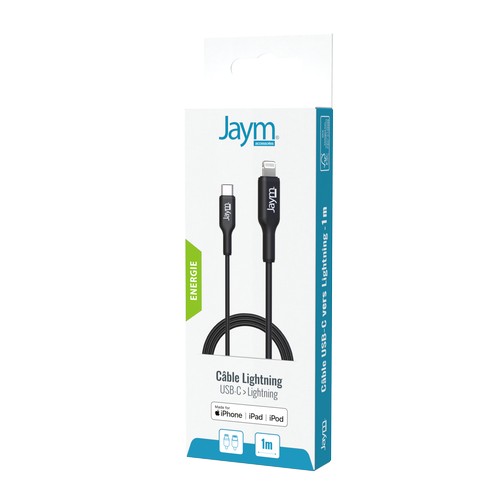 CABLE CHARGE USB-C VERS LIGHTNING MFI PD 3.0 (30W) - LONGUEUR 1M - NOIR - - 5