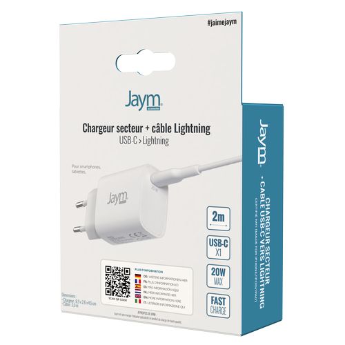 CHARGEUR SECTEUR RAPIDE USB-C 20W PD ET PPS + CABLE - 7