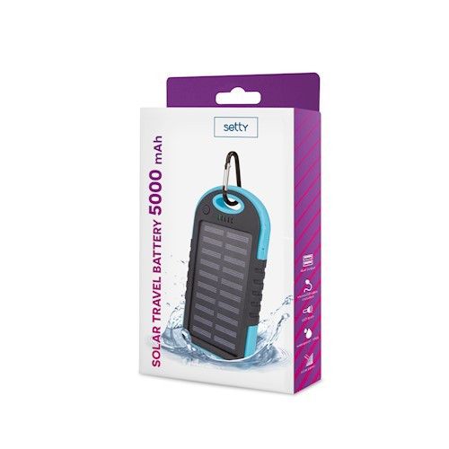 BATTERIE DE SECOURS SOLAIRE 5 000 MAH BLEUE - SETTY - 2