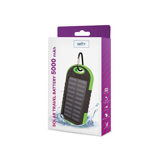 BATTERIE DE SECOURS SOLAIRE 5 000 MAH VERTE - SETTY - 2