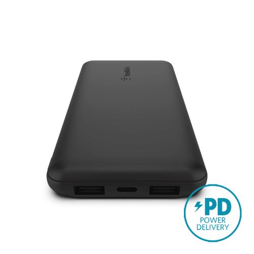BATTERIE DE SECOURS 10 000 MAH NOIRE AVEC 3 SORTIES 1 USB-C ET 2 USB-A - 1