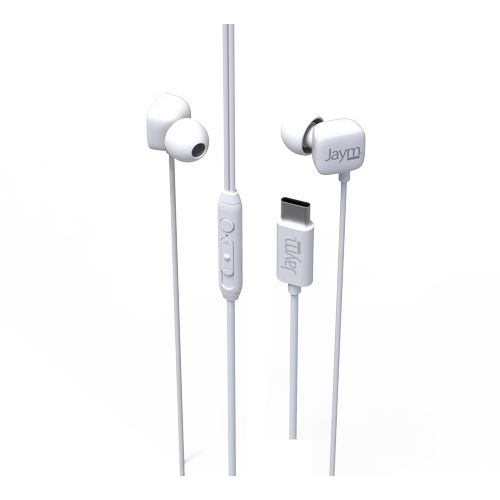 ECOUTEURS INTRA-AURICULAIRE TYPE-C + TELECOMMANDE + MICRO BLANC - JAYM® - 2