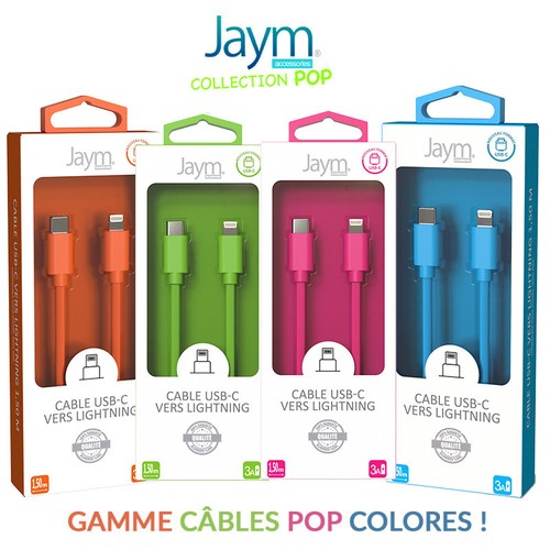CABLE CHARGE USB-C VERS LIGHTNING PD (27W) - LONGUEUR 1.5M - BLEU - - 5
