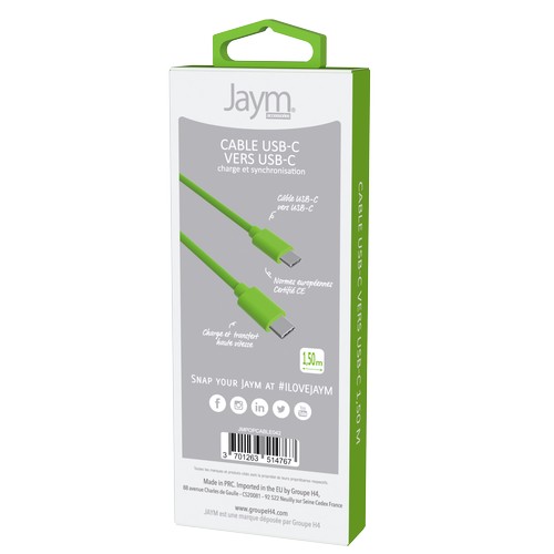 CABLE CHARGE USB-C VERS USB-C PD (27W) - LONGUEUR 1.5M - VERT - - 6