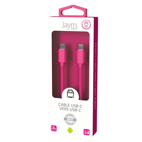 CABLE CHARGE USB-C VERS USB-C PD (27W) - LONGUEUR 1.5M - ROSE - - 5