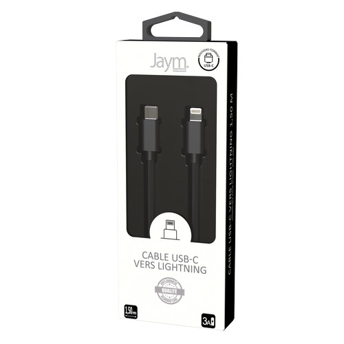 CABLE CHARGE USB-C VERS LIGHTNING PD (27W) - LONGUEUR 1.5M - NOIR - - 5