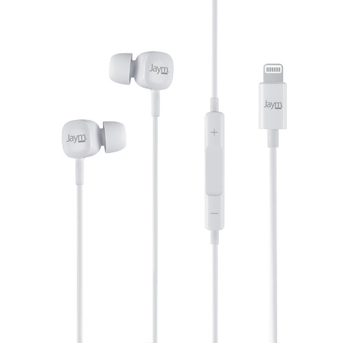 ECOUTEURS INTRA-AURICULAIRE LIGHTNING (MFI) + TELECOMMANDE + MICRO BLANC - JAYM® - 2