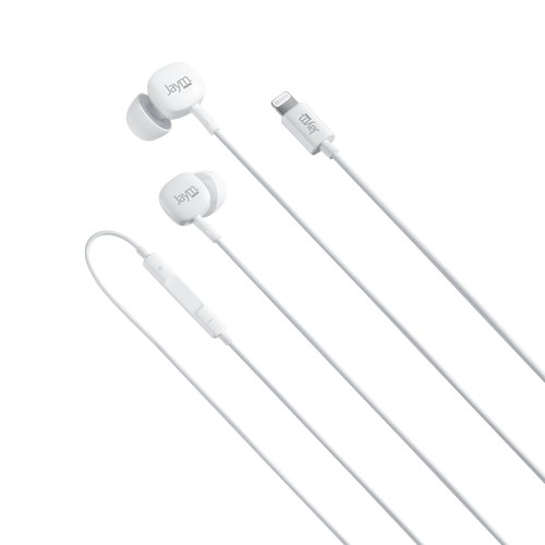 ECOUTEURS INTRA-AURICULAIRE LIGHTNING (MFI) + TELECOMMANDE + MICRO BLANC - JAYM® - 3