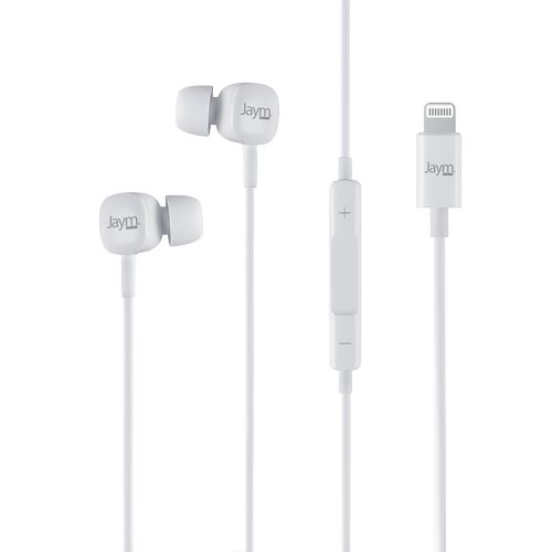ECOUTEURS INTRA-AURICULAIRE LIGHTNING (MFI) + TELECOMMANDE + MICRO BLANC - JAYM® - 2