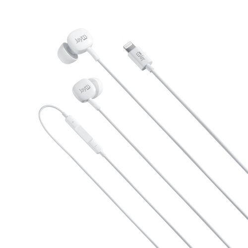 ECOUTEURS INTRA-AURICULAIRE LIGHTNING (MFI) + TELECOMMANDE + MICRO BLANC - JAYM® - 3