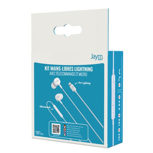 ECOUTEURS INTRA-AURICULAIRE LIGHTNING (MFI) + TELECOMMANDE + MICRO BLANC - JAYM® - 5