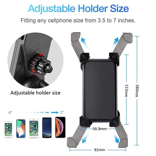 SUPPORT VELO ROTATIF UNIVERSEL POUR SMARTPHONE TOUTE TAILLE DE 3.5" JUSQU'A 7" - 4