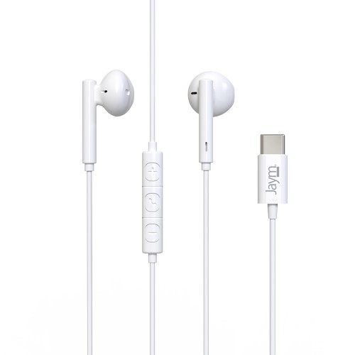 KIT PIETON ECOUTEURS CLASSIQUES TYPE-C + TELECOMMANDE + MICRO BLANC - JAYM® - 2