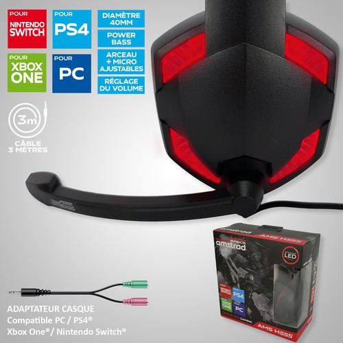 CASQUE AUDIO PRO GAMER 40MM ROUGE - 4