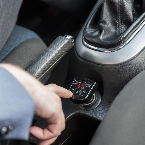 CHARGEUR VOITURE 2 USB-A + BLUETOOTH + RADIO FM + MAINS LIBRES + MICRO-SD - NOIR - 2