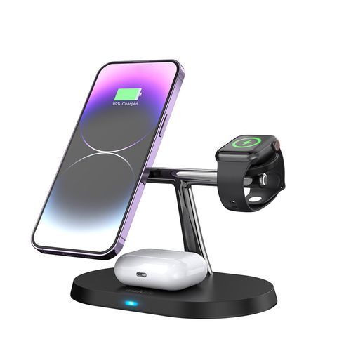 STATION DE RECHARGE INDUCTION 3-EN-1  15W : IPHONE + AIRPODS + WATCH - NOIR - MAXLIFE - 1