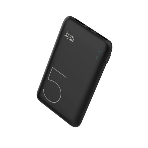 BATTERIE DE SECOURS 5.000 MAH 2 USB-A OUT + 1 USB-C IN + 1 MICRO-USB IN - NOIRE - JAYM - 1